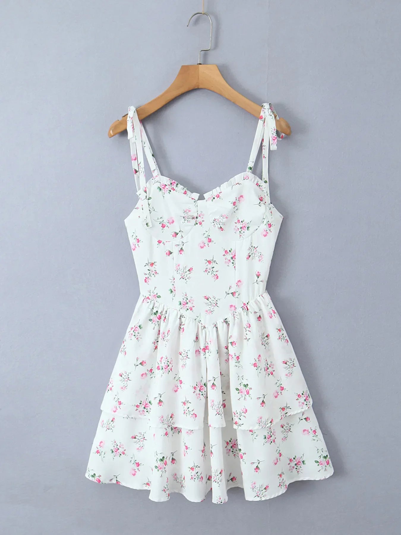 Floral Layered Cami Dress with Ruffle Details