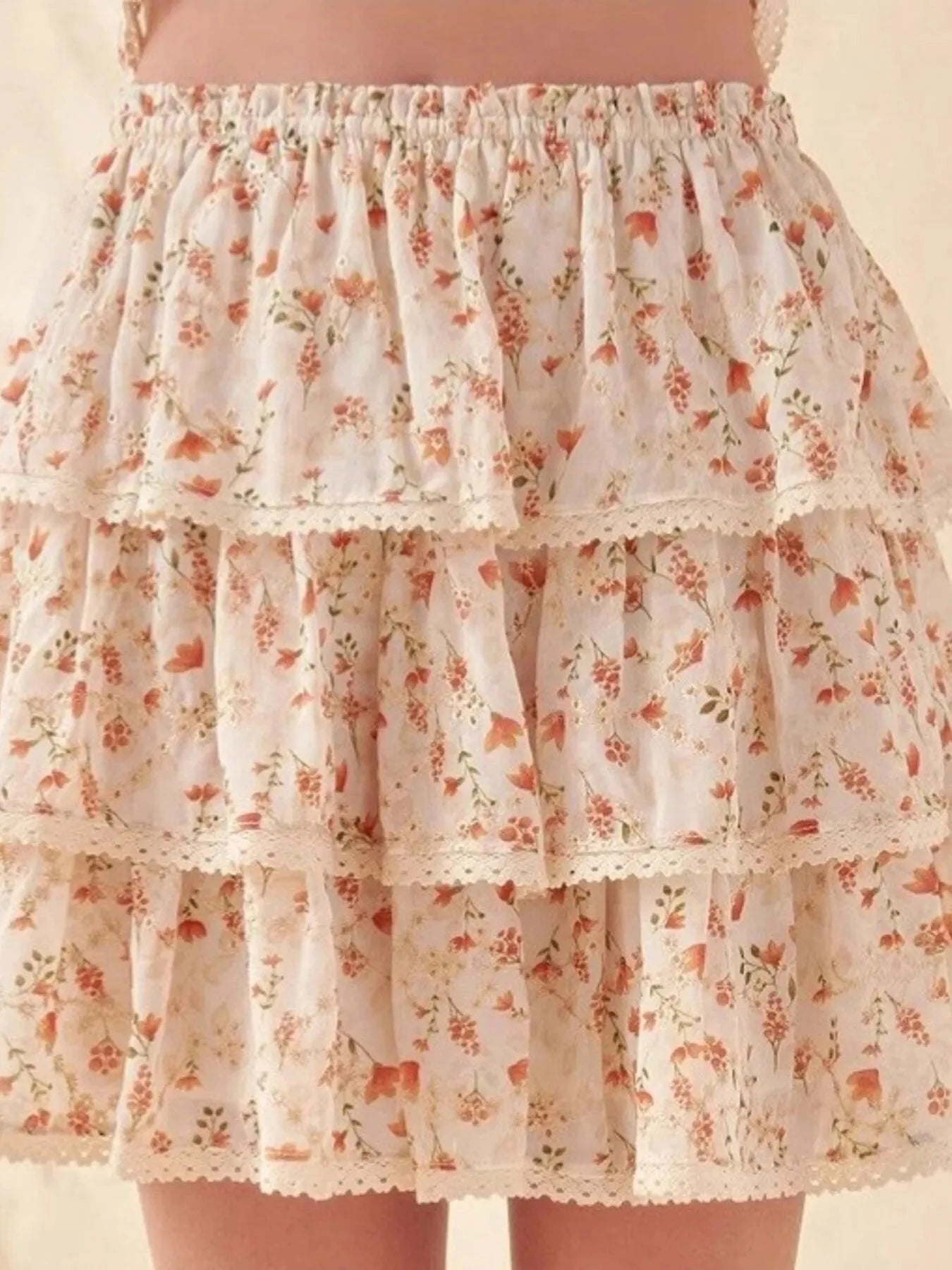 Floral Layered Ruffle Mini Skirt