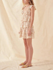 Floral Layered Ruffle Mini Skirt