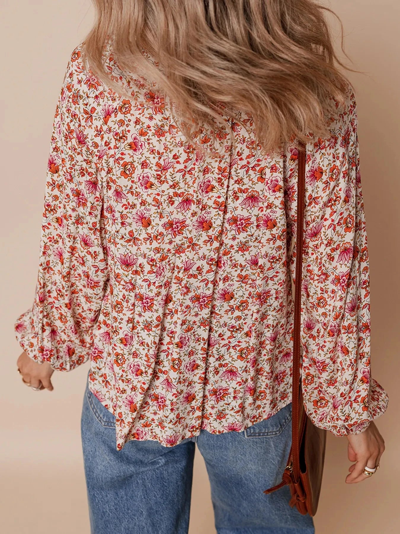Floral Long Sleeve Button Down Blouse