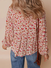 Floral Long Sleeve Button Down Blouse