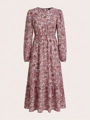 Floral Print Balloon Sleeve Maxi Dress