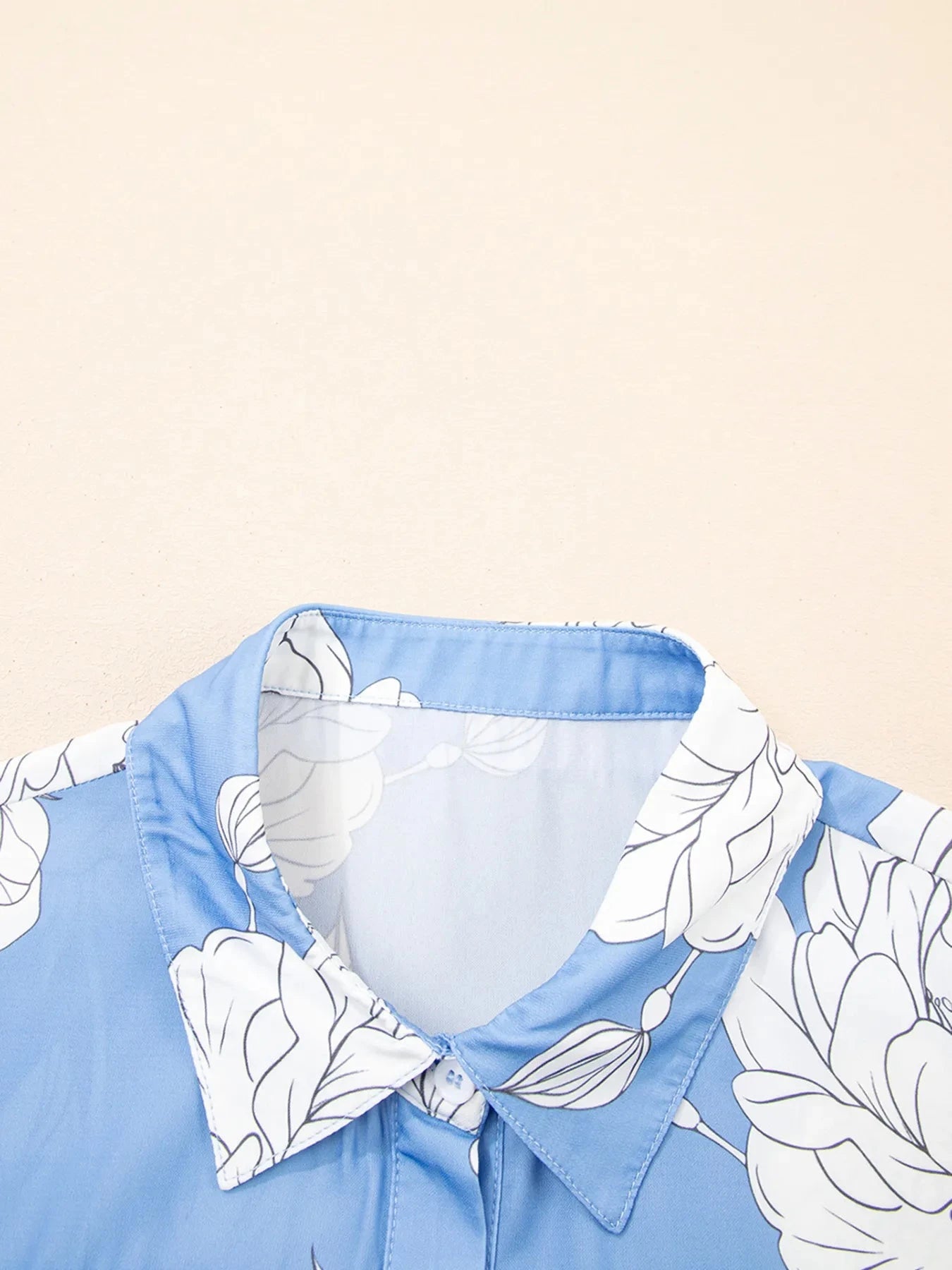 Floral Print Button Up Pleated Detail Puff Sleeve Shirt