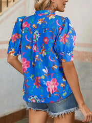 Floral Print Button-Up Short Sleeve Shirt
