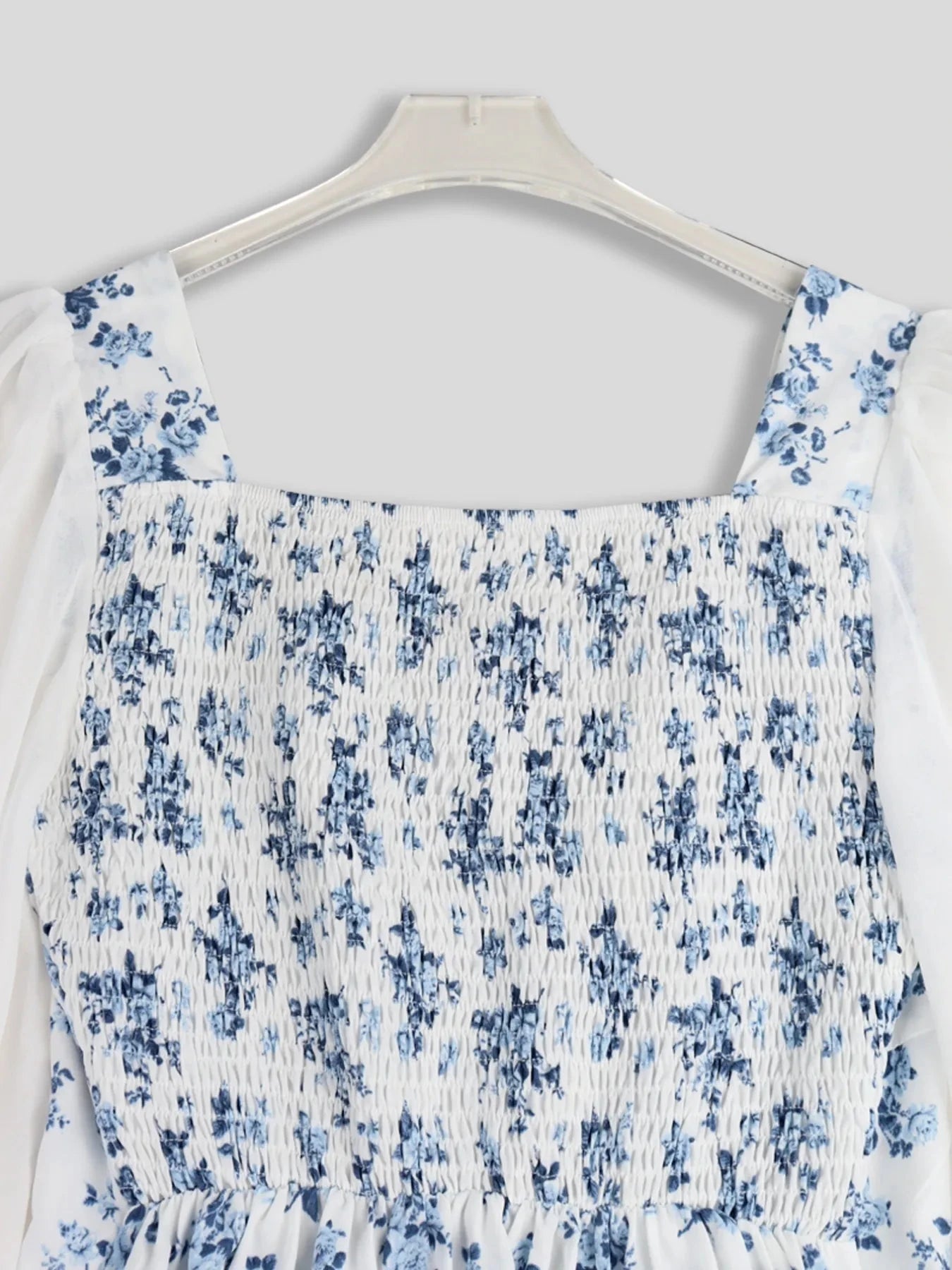 Floral Print Flounce Sleeve Maxi Dress