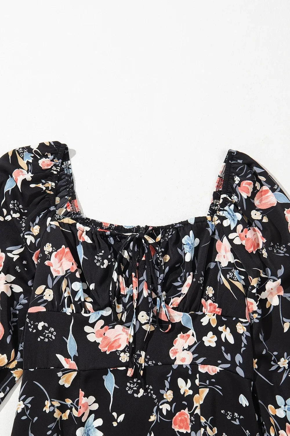Floral Print Flounce Sleeve Midi Dress