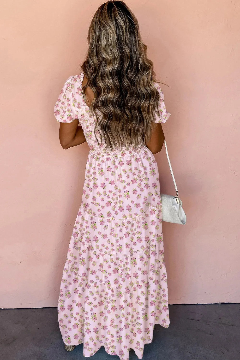 Floral Print Flutter Sleeve Maxi Dress