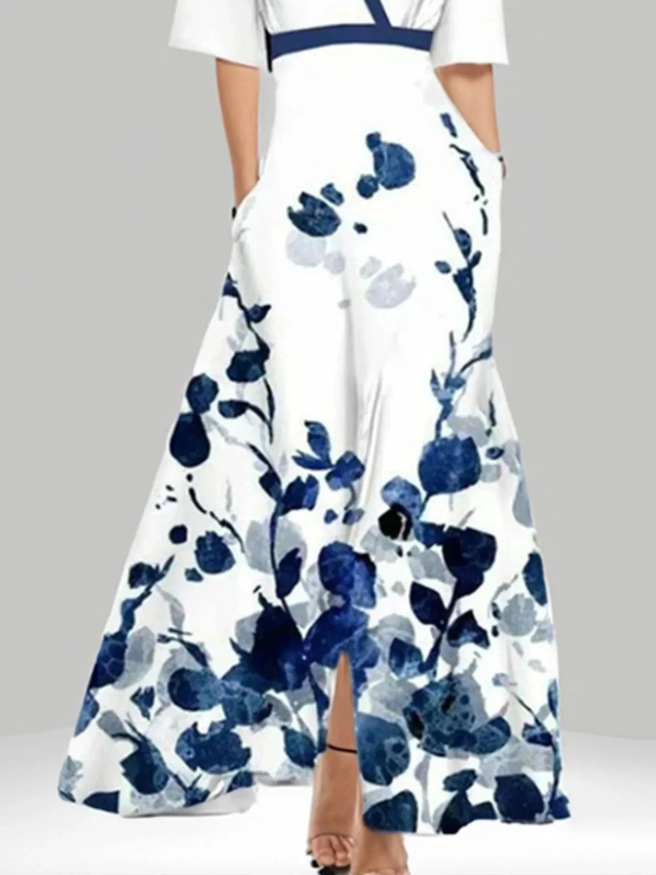 Floral Print Half Sleeve Maxi Dress