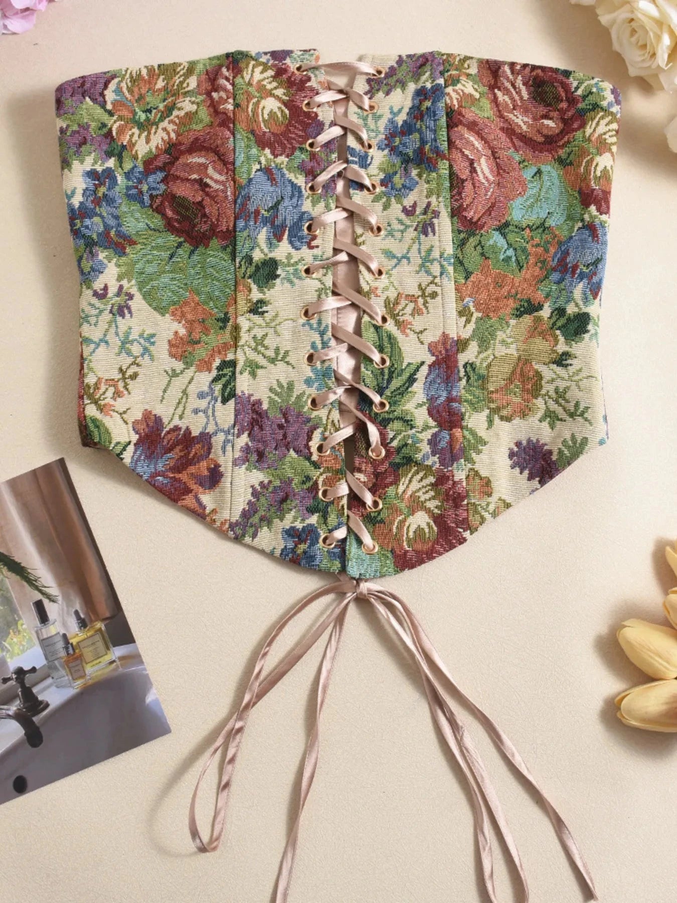 Floral Print Lace Up Tube Top