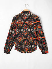 Floral Print Lantern Sleeve Loose Shirt