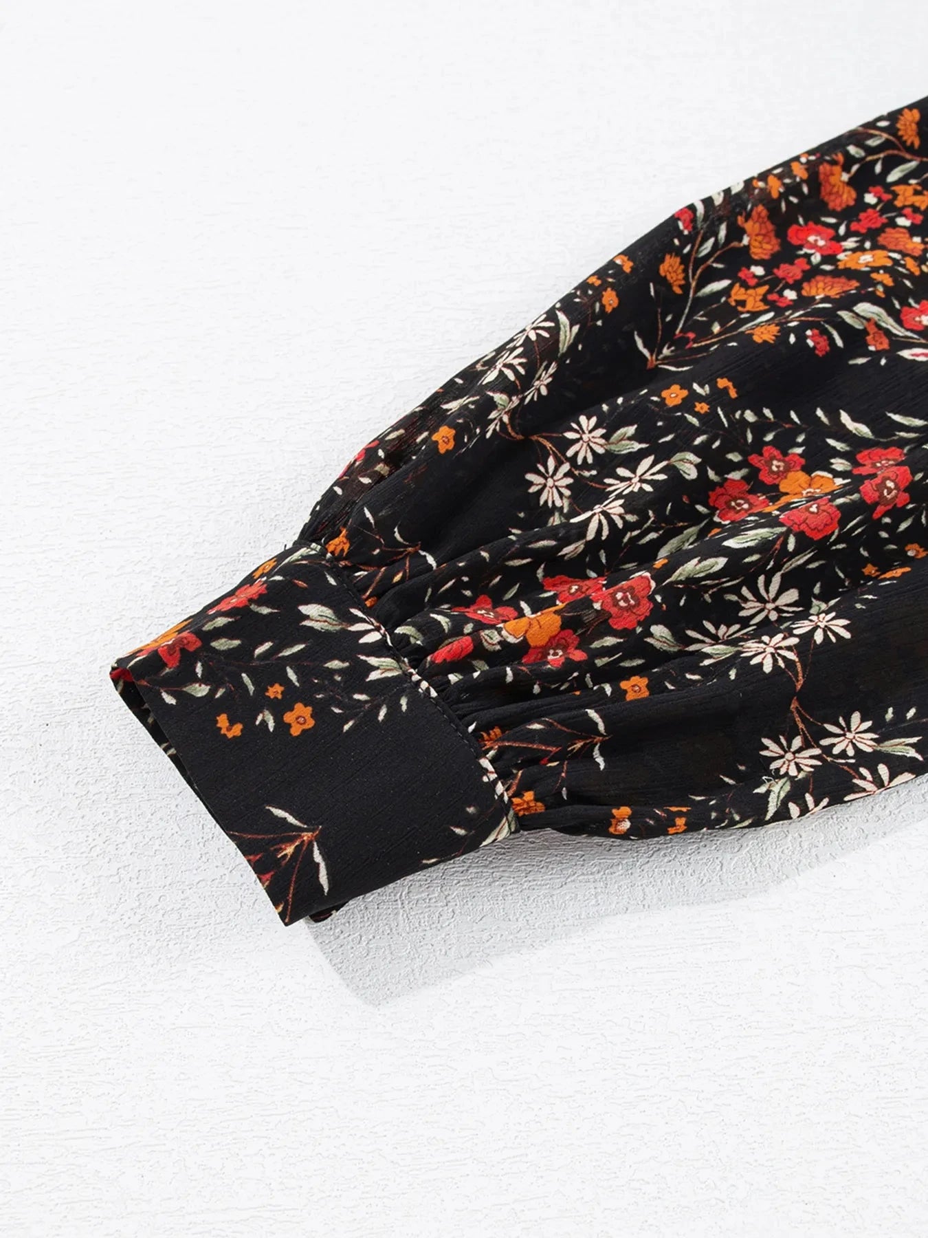 Floral Print Lantern Sleeve Loose Shirt