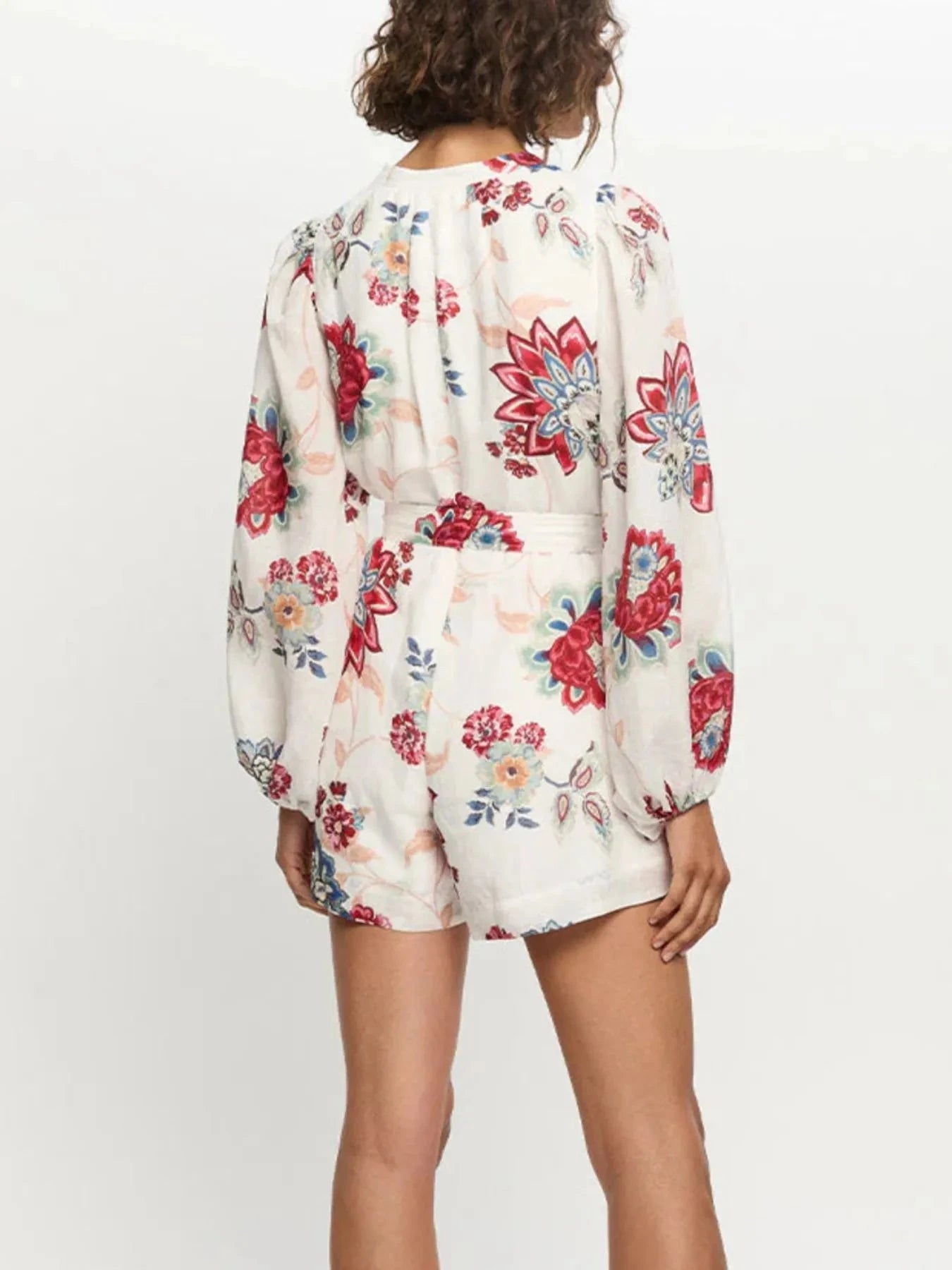 Floral Print Long Sleeve Romper