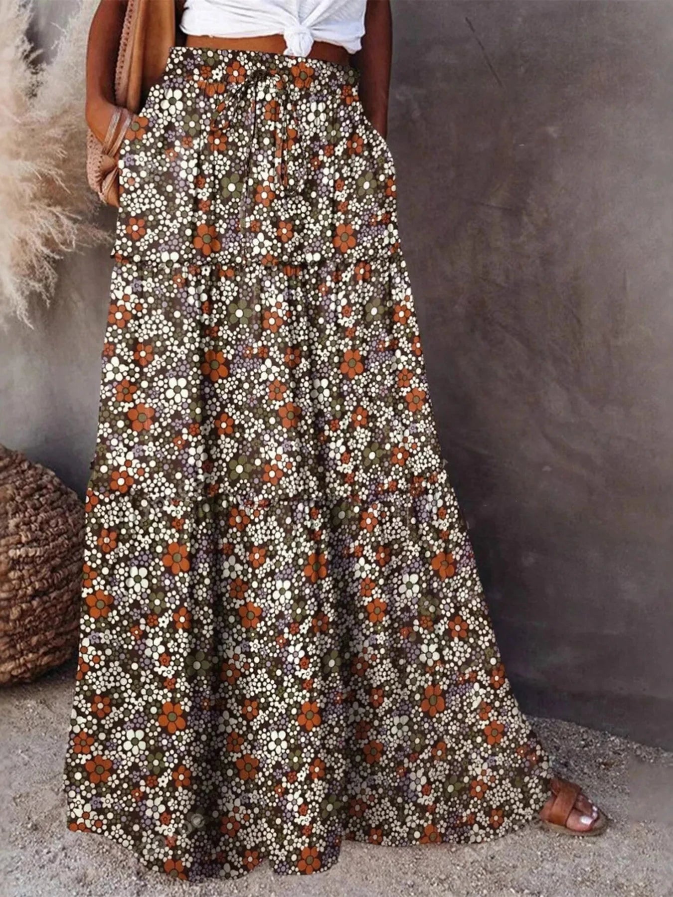 Floral Print Maxi Skirt Multicolor / S