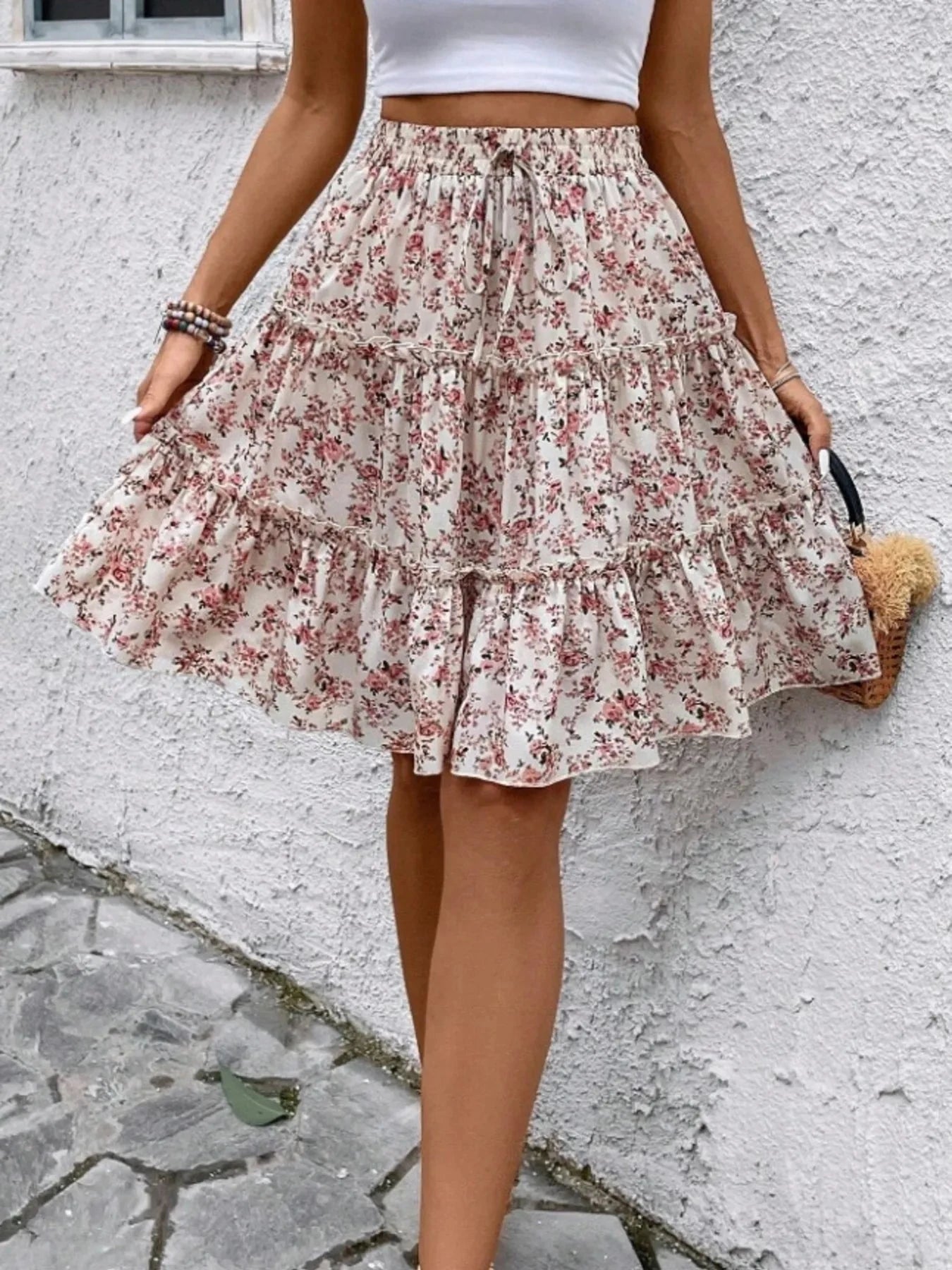 Floral Print Midi Skirt