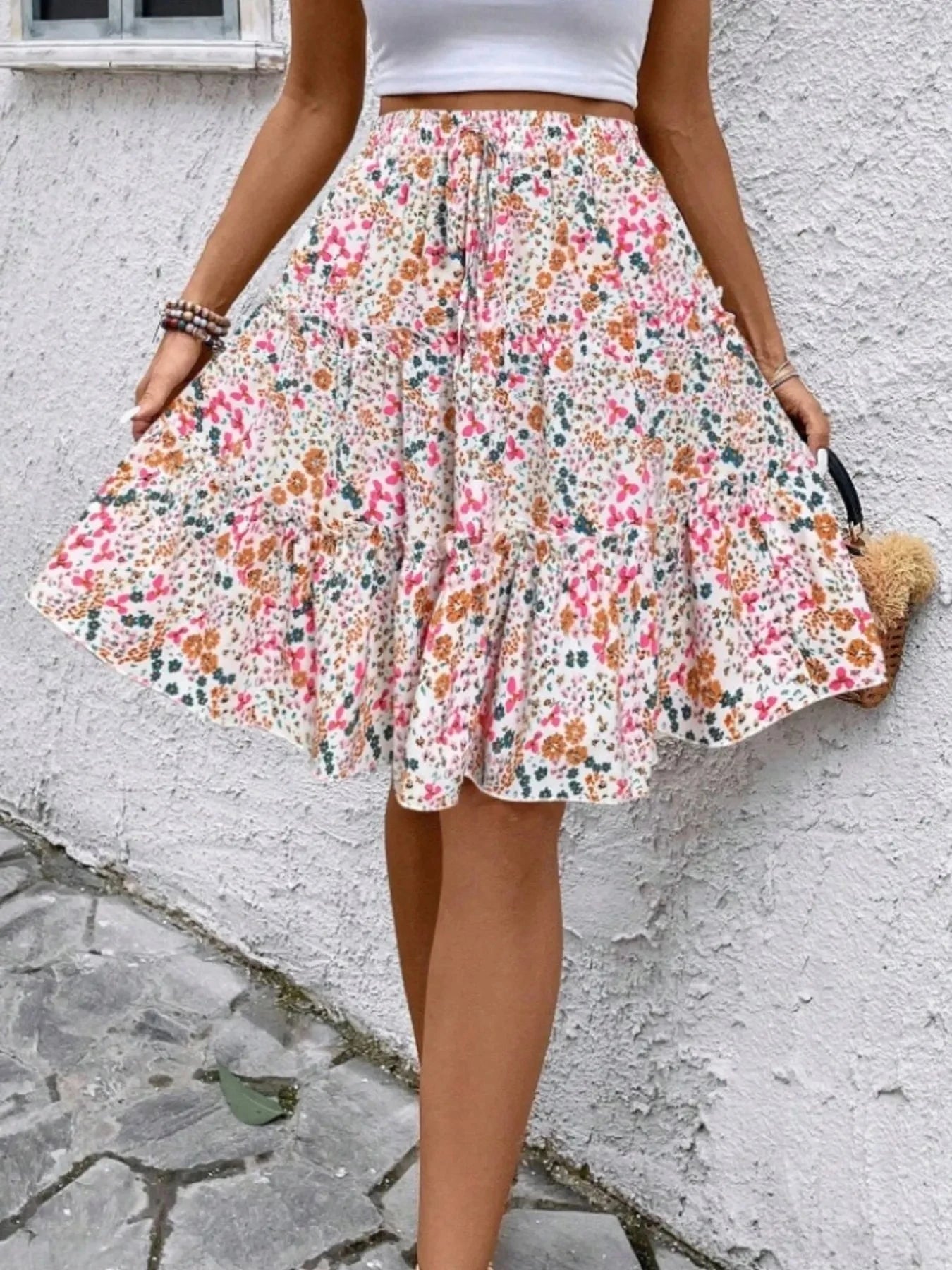 Floral Print Midi Skirt