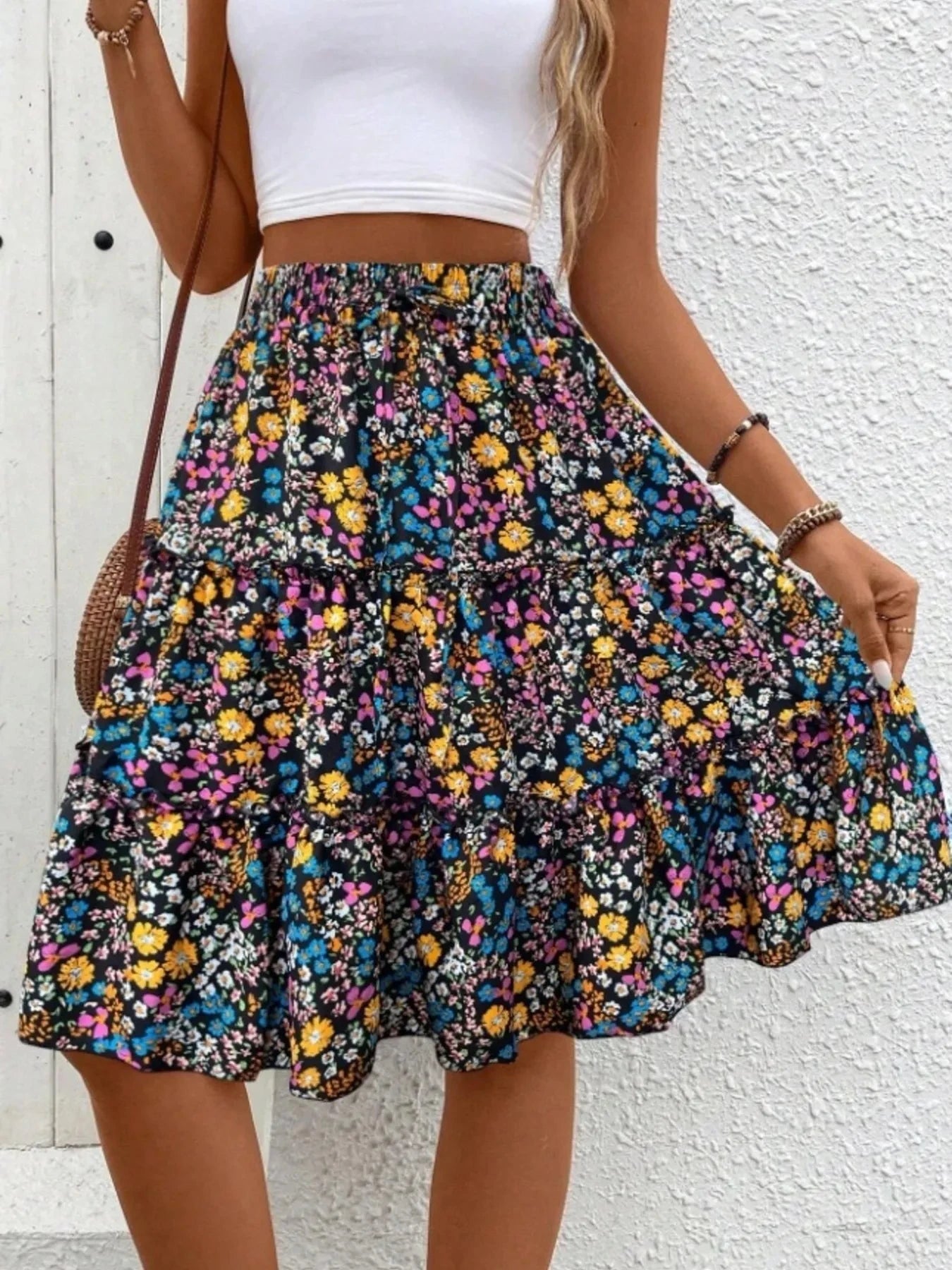 Floral Print Midi Skirt