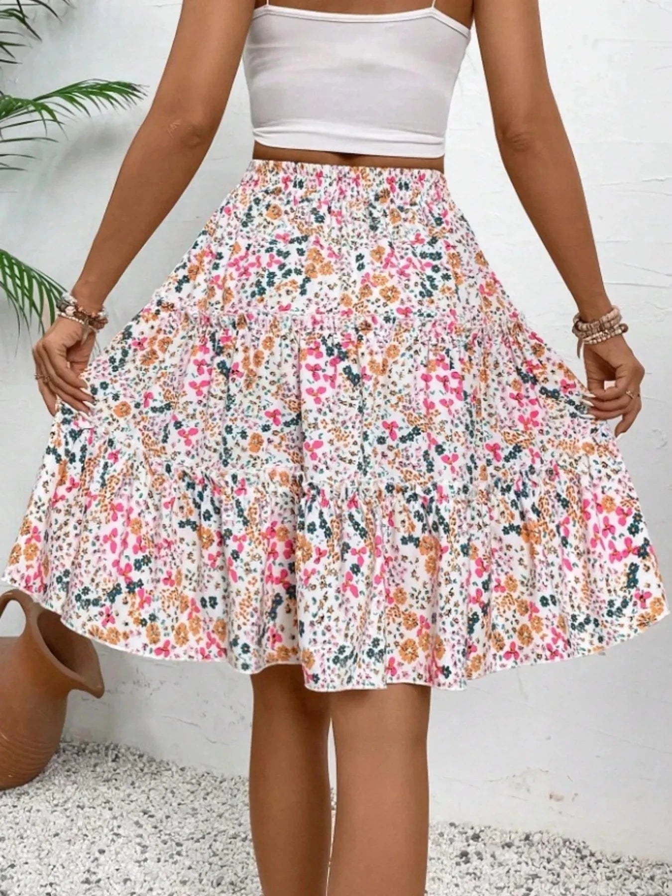 Floral Print Midi Skirt