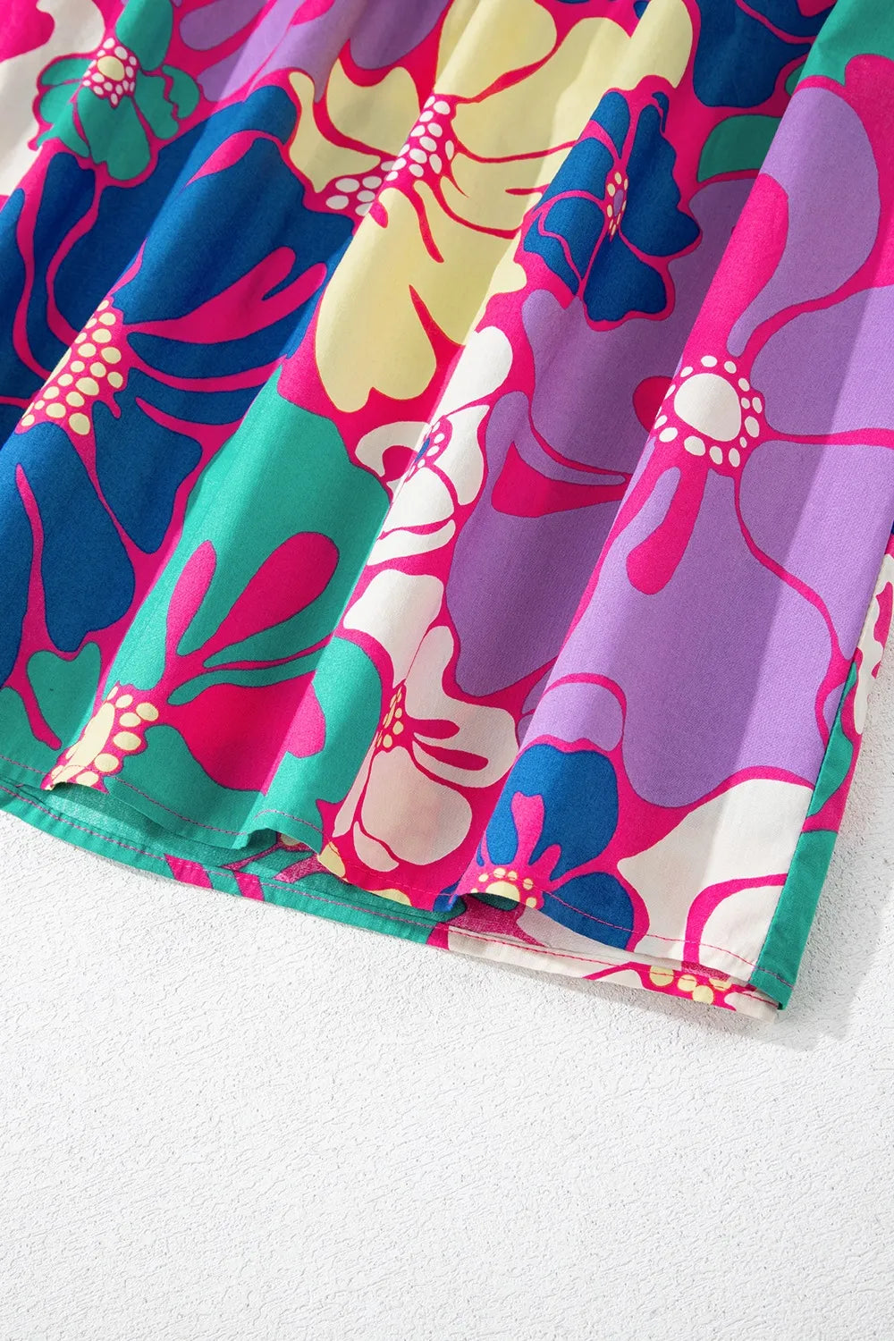 Floral Print Shirred Spaghetti Strap Loose Maxi Dress