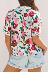 Floral Print Short Sleeve Blouse