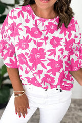 Floral Print Short Sleeve Casual Blouse