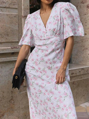 Floral Print Short Sleeve Dress