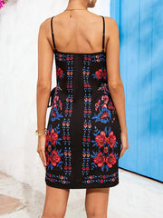 Floral Print Spaghetti Strap Wrap Mini Dress