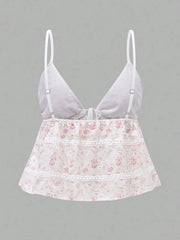 Floral Print Tie Front Cami