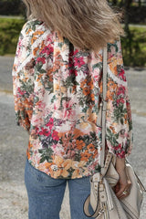 Floral Print Tie Neck Blouse