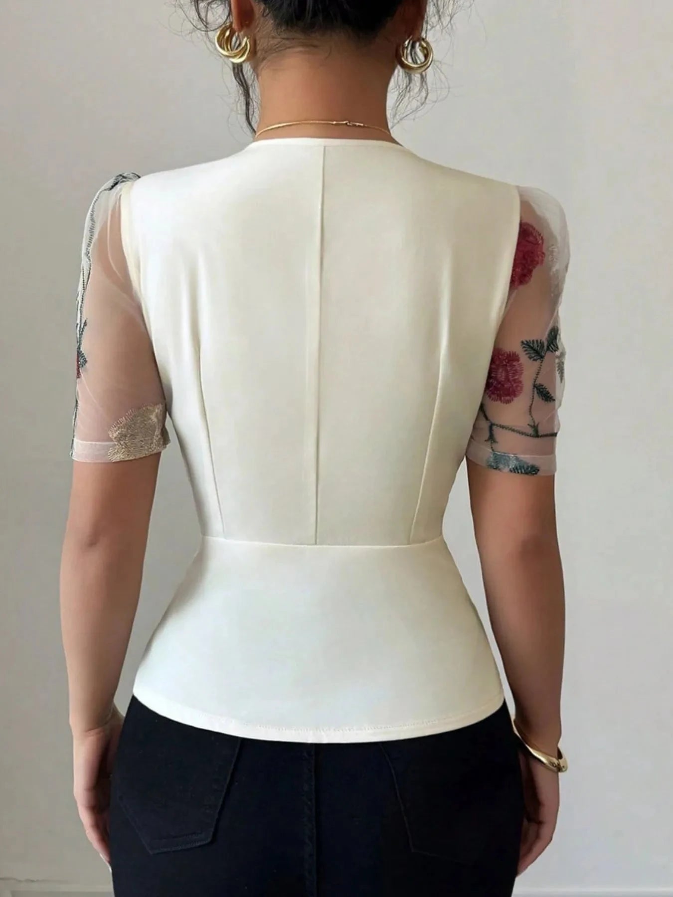 Floral Print V-Neck Button-Up Shirt