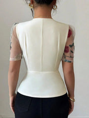 Floral Print V-Neck Button-Up Shirt