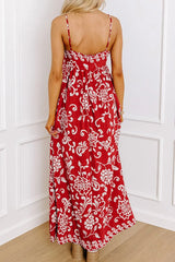 Floral Printed Spaghetti Strap Empire Waist Maxi Dress
