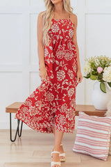 Floral Printed Spaghetti Strap Empire Waist Maxi Dress