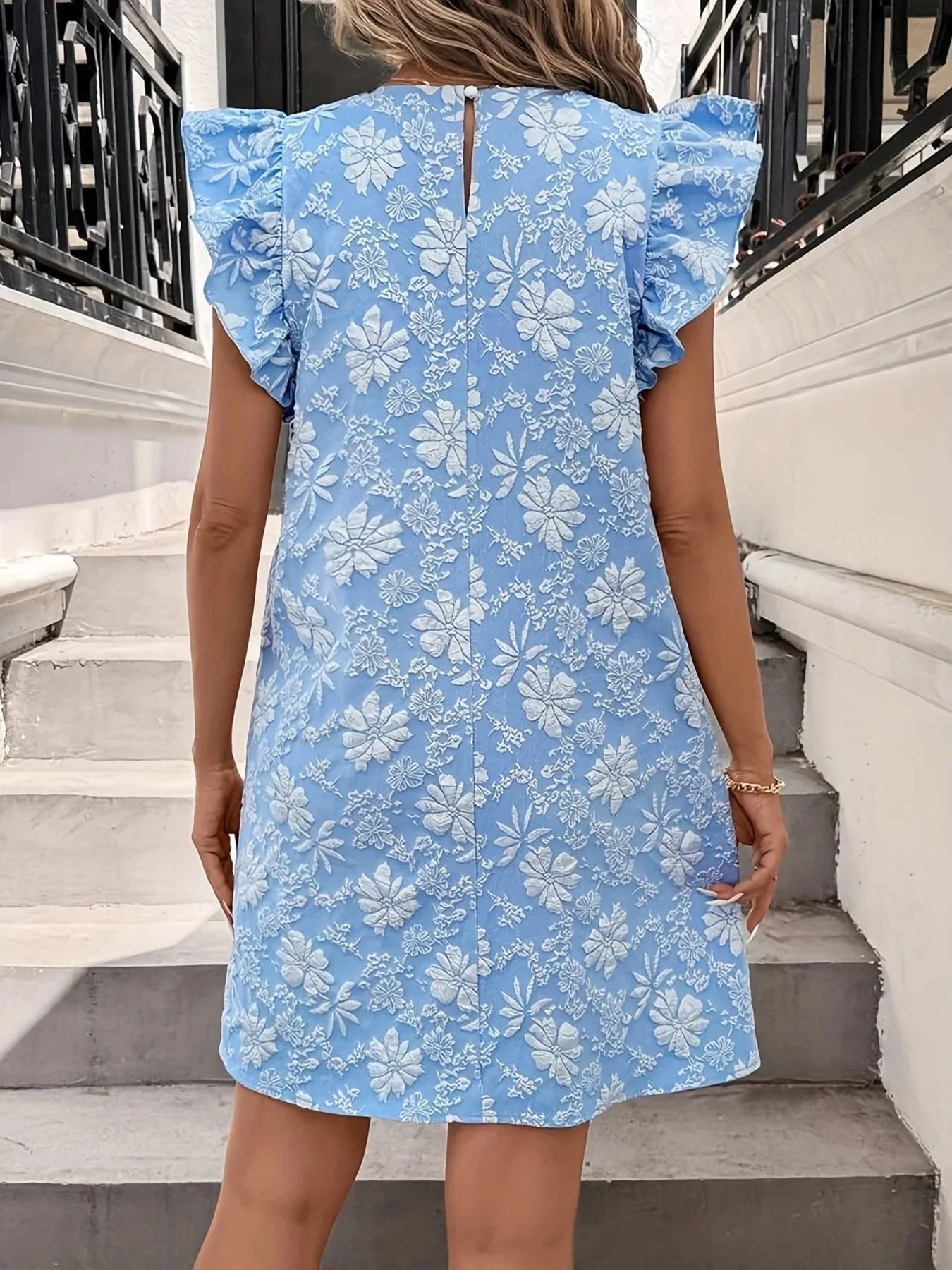 Floral Ruffle Sleeve Summer Dress