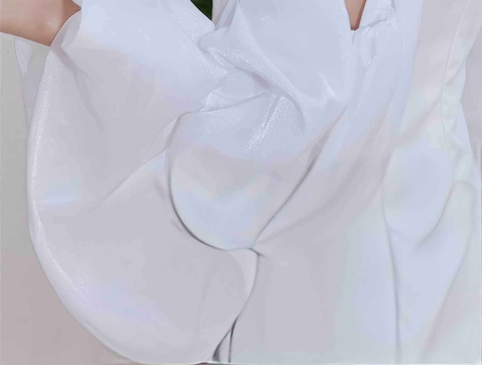 Flounce Sleeve Side-Slit Dress