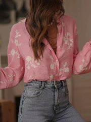 Flower Button Up Long Sleeve Shirt