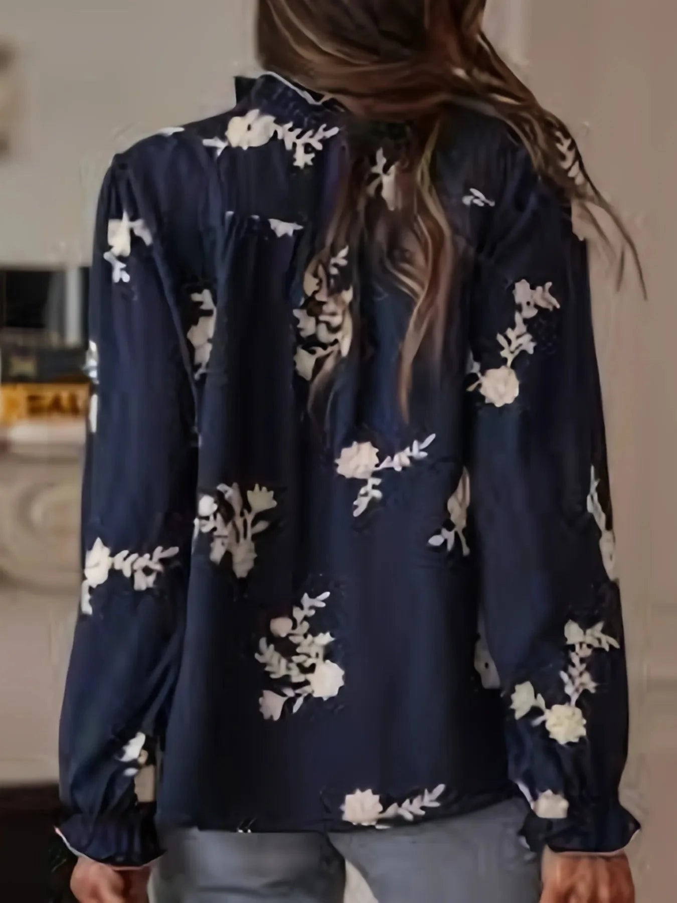 Flower Button Up Long Sleeve Shirt