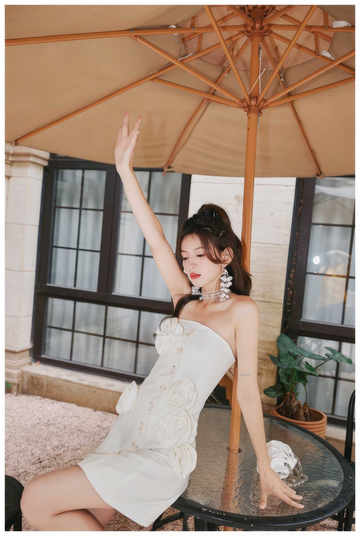 Flower Embellished Tube Mini Dress
