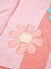 Flower Patched Exposed Seam Oversized T Shirt