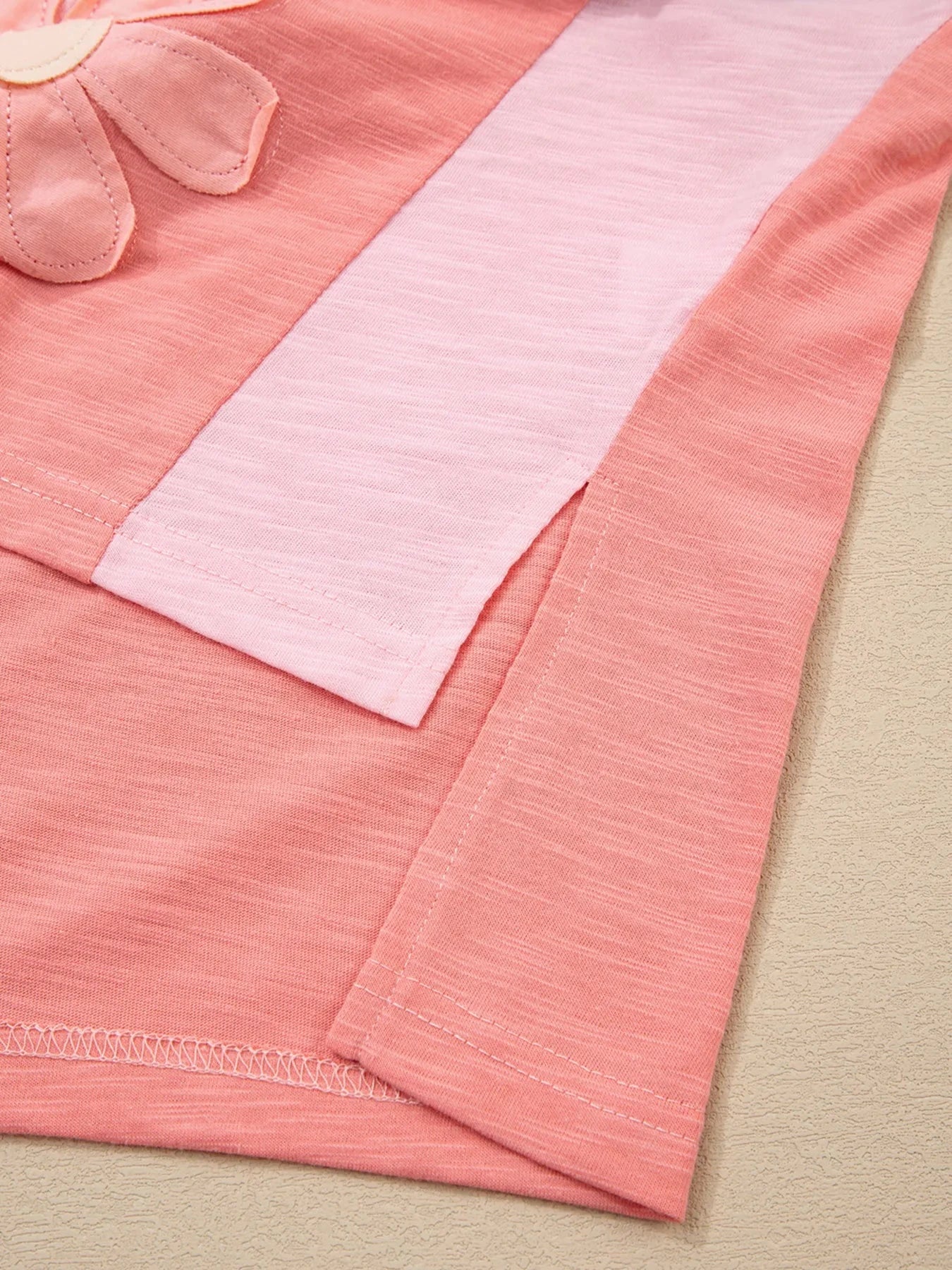 Flower Patched Exposed Seam Oversized T Shirt