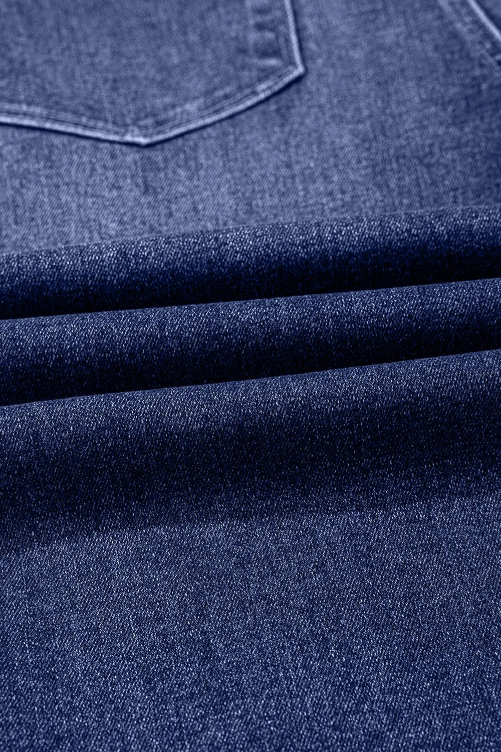 Folded Cuffs Distressed Straight High Waist Jeans