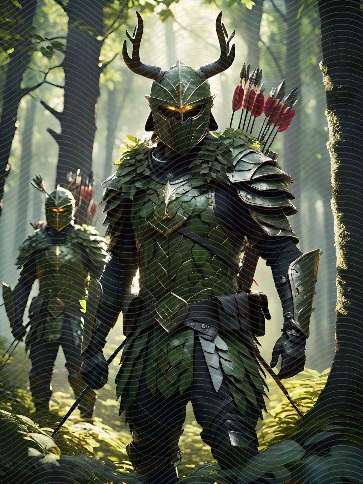 Forest Warriors Dressed in Leafy Camouflage