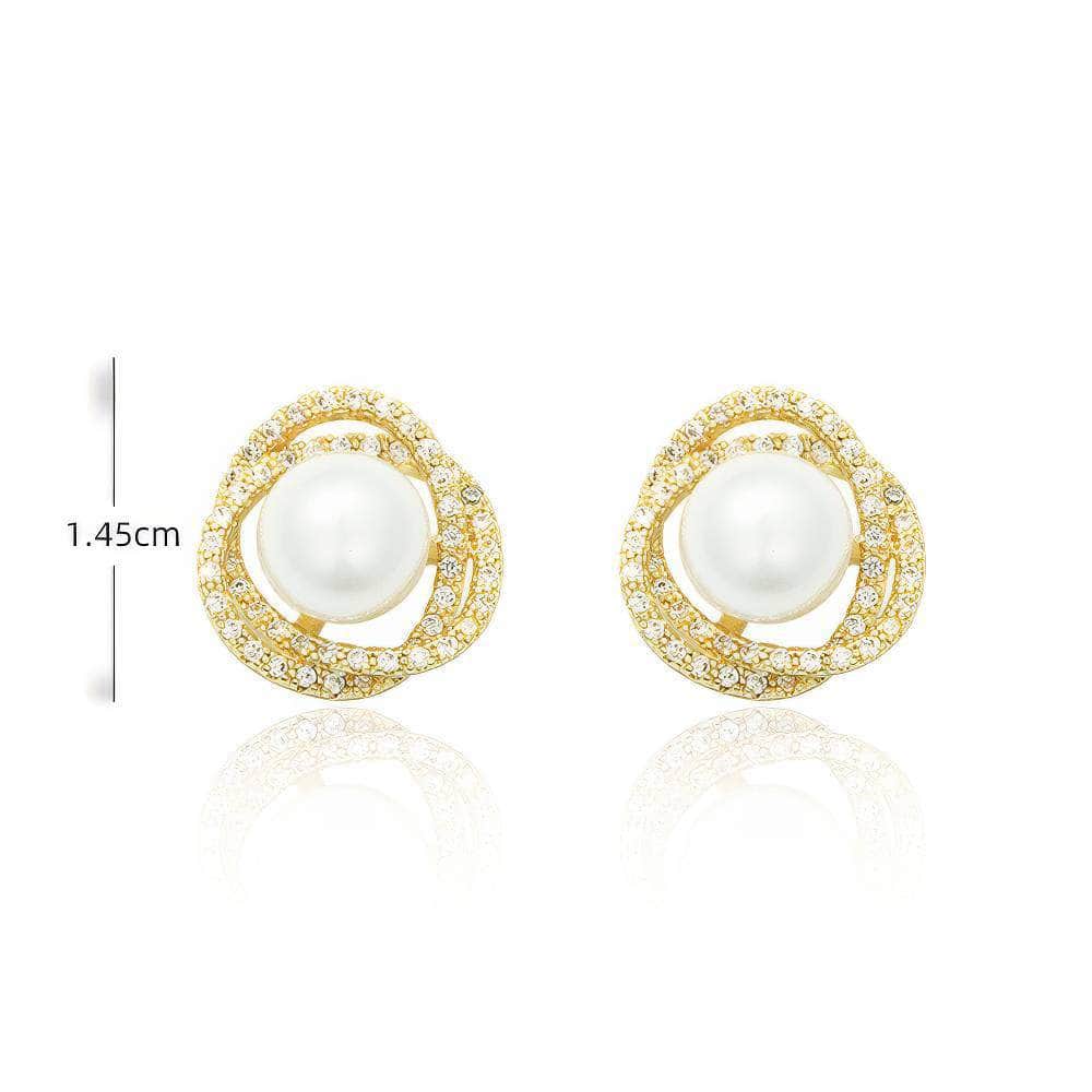 Freshwater Pearl Rhinestone Halo Twist Earrings