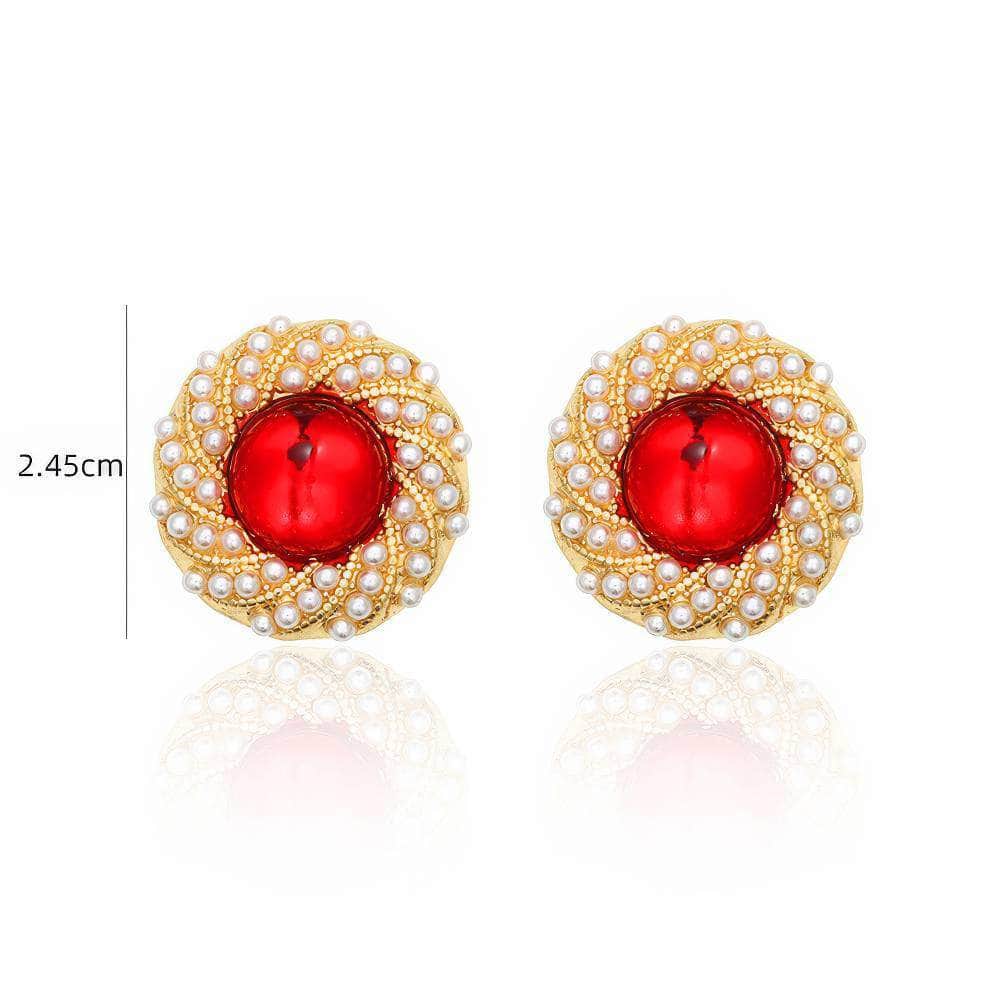 Freshwater Pearls Laced Enamel Gold Statement Earrings