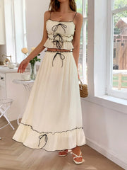 Frill Square Neck Cami and Skirt Set