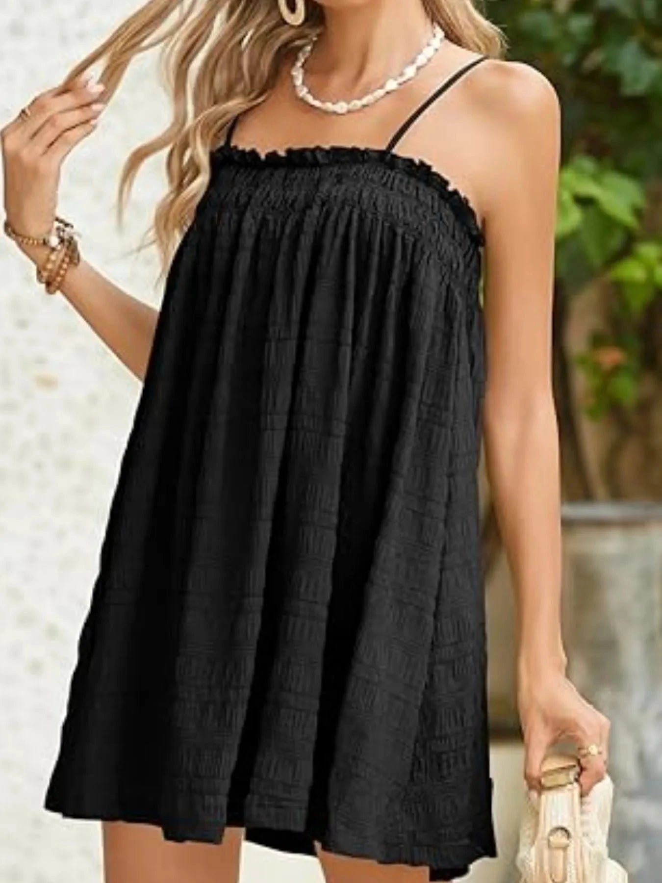 Frill Textured Mini Cami Dress