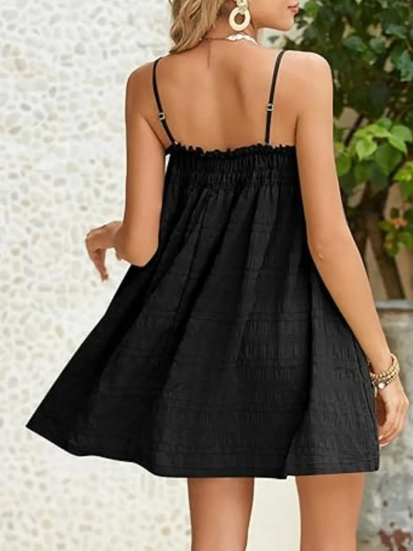 Frill Textured Mini Cami Dress