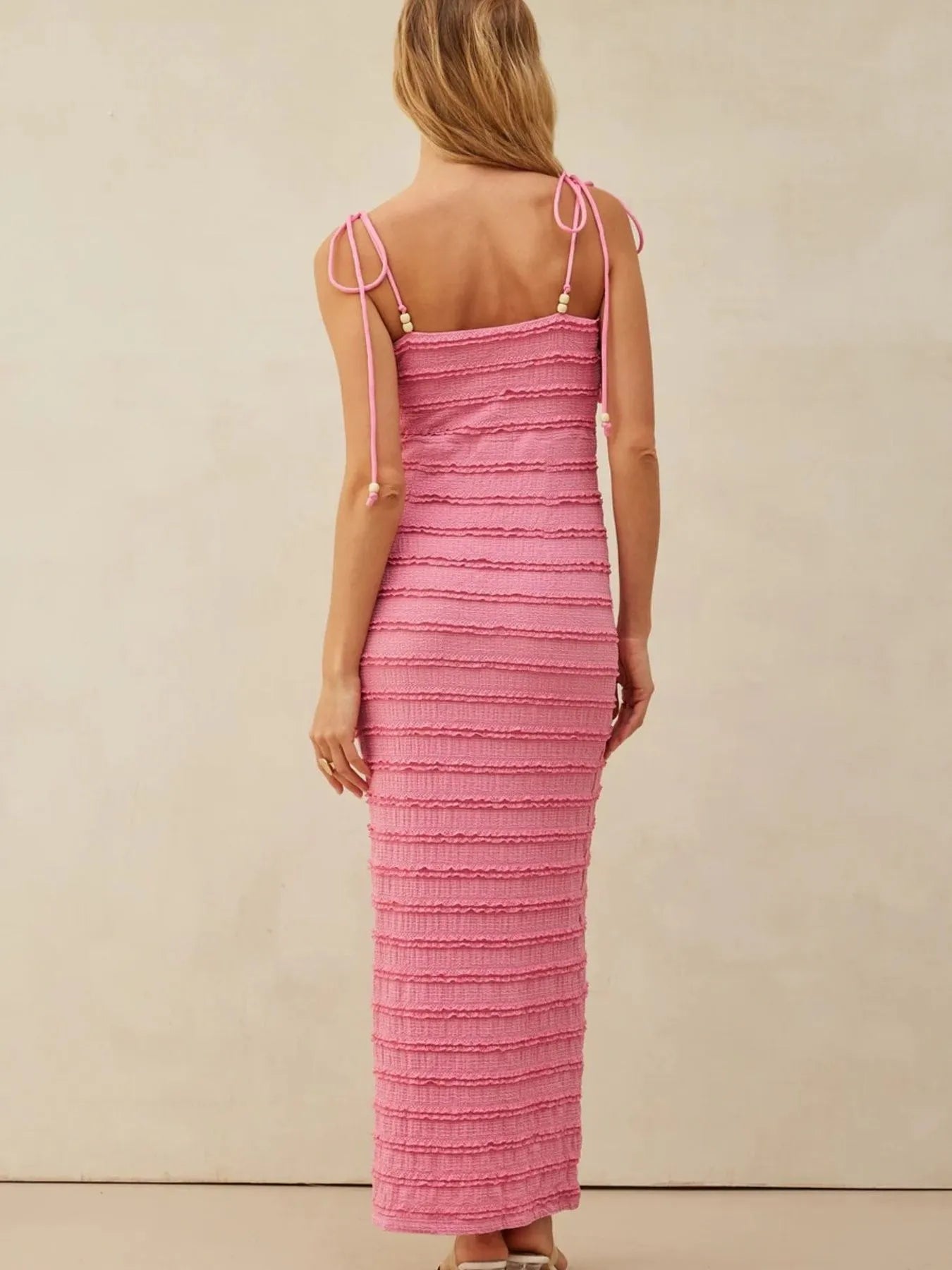 Frill Tie-Shoulder Maxi Dress
