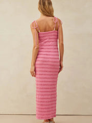 Frill Tie-Shoulder Maxi Dress