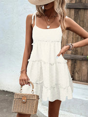 Frill Tiered Swiss Dot Cami Dress