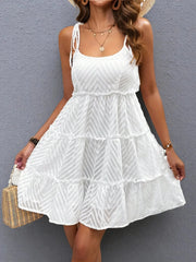 Frill Tiered Tie Shoulder Dress
